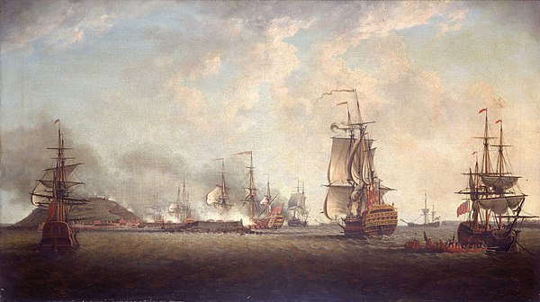 British attack on the French-controlled island of Gorée off the coast of Senegal during the Seven Years' War in 1758