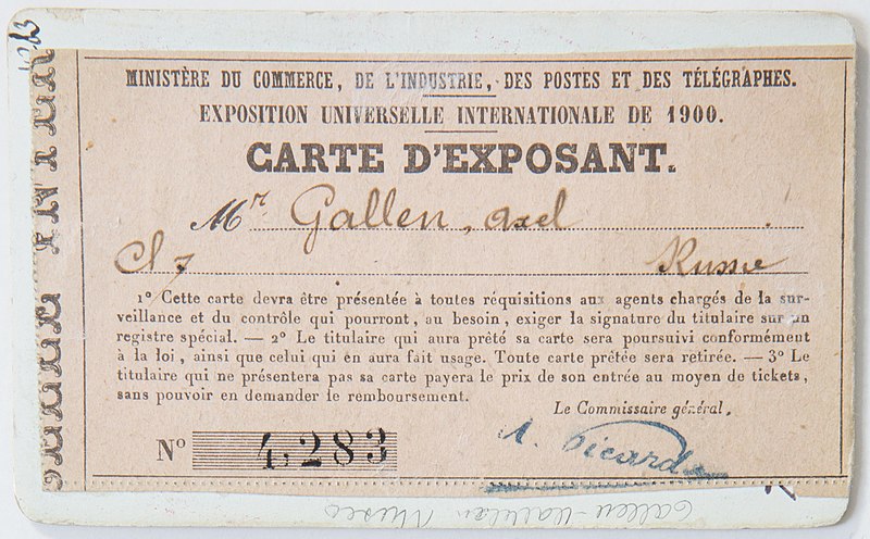 File:Backside of the card of exhibitor Axel Gallén from Exposition Universelle of 1900, in Paris. (14542325308).jpg