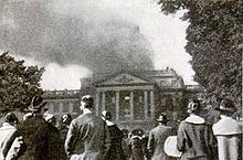 Bascom Hall on fire in 1916