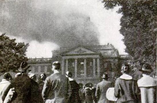 Bascom Hall fire that destroyed the dome in 1916