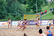 Deutsch: Beachhandball Europameisterschaften 2019 (Beach handball Euro); Tag 5: 6. Juli 2019 – Frauen, Platzierungsspiel für die Ränge 5–8, Rumänien-Zypern 2:0 (18:17, 18:14) English: Beach handball Euro; Day 5: 6 July 2019 – Placement Match/Cross Match for rank 17–20 Women – Romania-Cyprus 2:0 (18:17, 18:14)