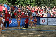 Deutsch: Beachhandball Europameisterschaften 2019 (Beach handball Euro); Tag 4: 5. Juli 2019 – Frauen, Viertelfinale, Spanien-Ungarn 1:2 (14:16, 26:16, 2:5) English: Beach handball Euro; Day 4: 5 July 2019 – Quarter Final Women – Spain-Hungary 1:2 (14:16, 26:16, 2:5)