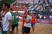 Deutsch: Beachhandball bei den Olympischen Jugendspielen 2018; Tag 7, 13. Oktober 2018; Jungen, Finale – Portugal-Spanien 1:2 English: Beach handball at the 2018 Summer Youth Olympics at 13 October 2018 – Boys Gold Medal Match – Portugal-Spain 1:2