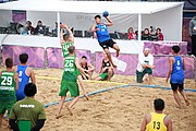 Deutsch: Beachhandball bei den Olympischen Jugendspielen 2018; Tag 6, 12. Oktober 2018; Jungen, Platzierungssspiel Ränge 5-6 – Thailand-Ungarn 0:2 English: Beach handball at the 2018 Summer Youth Olympics at 12 October 2018 – Boy's Placement Match 5-6 – Thailan-Hungary 0:2