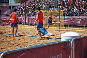 Deutsch: Beachhandball bei den Olympischen Jugendspielen 2018 in Buenos Aires; Tag 7, 13. Oktober 2018; Jungen, Halbfinale – Spanien-Kroatien 2:1 English: Beach handball at the 2018 Summer Youth Olympics in Buenos Aires at 13 October 2018 – Boys Semifinal – Spain-Croatia 2:1 Español: Handball de playa en los Juegos Olimpicos de la Juventud Buenos Aires 2018 en 13 de octubre de 2018 – Semifinales de chicos - España-Croacia 2:1