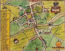 John Speed's map of "Bedforde", from his Theatre of the Empire of Great Britaine, published in 1611 Bedford - John Speed's map (1611).jpg