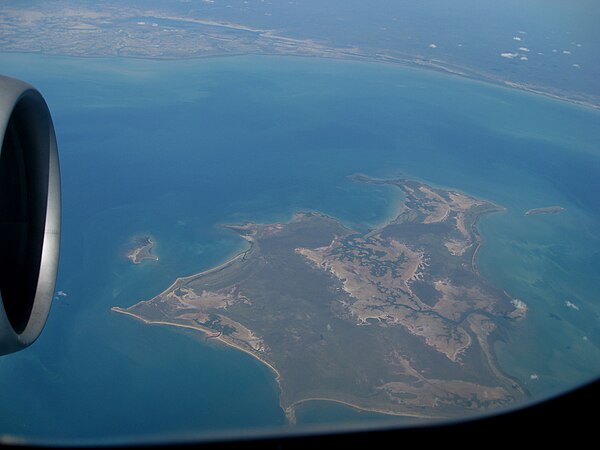 The Gulf of Carpentaria between Bentinck Island and the Australian continent