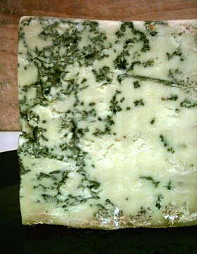 Penicillium roqueforti em queijo Blue Stilton.