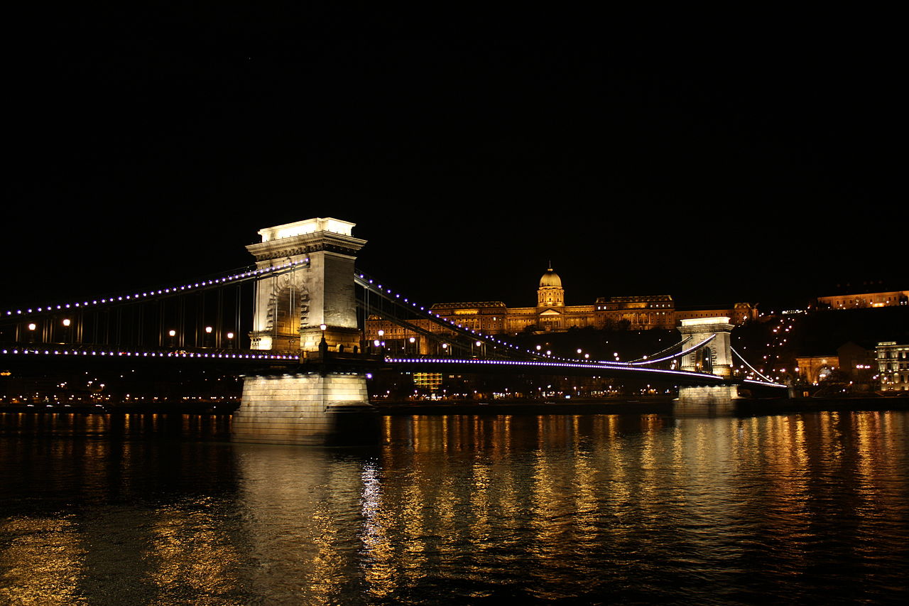 Budapest Chain Bridge at night