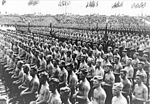 Workmen parading at the 1937 Nazi party rally