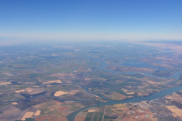 The Central Valley from the air, looking south from near Rio Vista, CA.