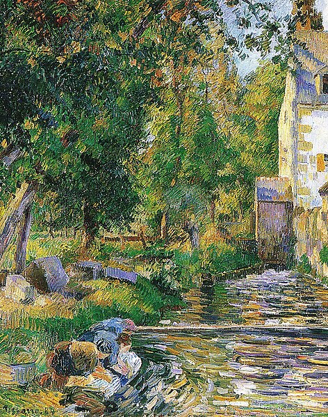 File:Camille Pissarro - Lavoir et moulin d´Osny - 1884.jpg