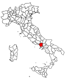 Karta över Italien med Provincia di Caserta markerat