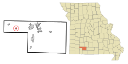 克萊弗在克里斯蒂安縣及密蘇里州的位置（以紅色標示）