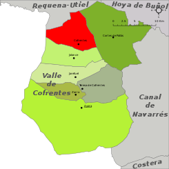 Localización de Cofrentes respecto del Valle de Cofrentes