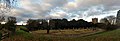 Panorama of Cuckney motte and bailey castle, Norton Road, Cuckney (with St Mary's Church in the background)