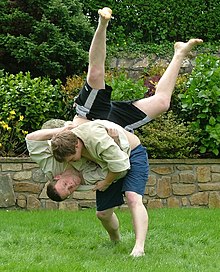 John Cawley throwing Chris French at Robby Richards Museum Opening, May 2006 DSCF3394 CROP.jpg