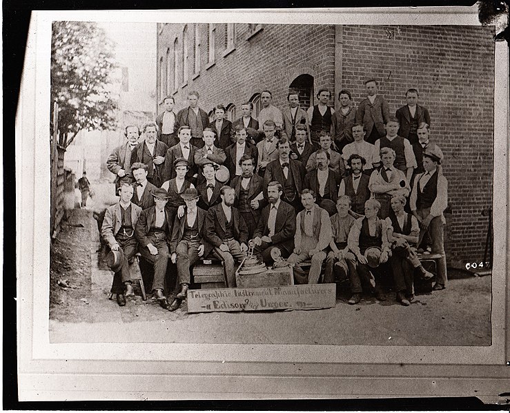 File:Edison and Unger employees, telegraphic instrument makers, photographed in Kirk's alley behind building at 10-12 Ward St. (8d42fc4e60814e0f8cc99f92c91440a6).jpg