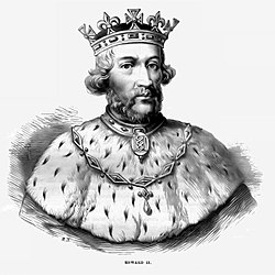 Edward II (depicted in Cassell's History of England) played creag in his youth. EdwardII-Cassell.jpg