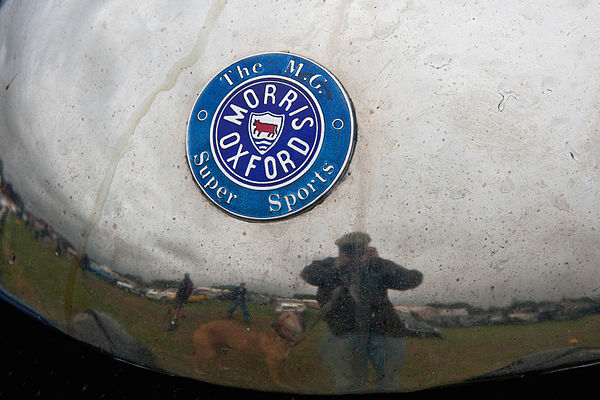 Enamelled badge on an early MG car