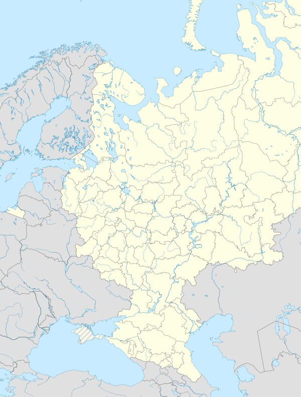 Map of Russia with the teams of the 2019–20 Premier League