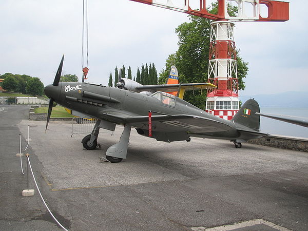 A Fiat G.55 with ANR livery exhibited at the Museo storico dell'Aeronautica Militare di Vigna di Valle, on Bracciano lake, in Lazio region.