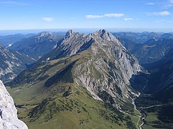 La vallée de la Laliderer Tal à droite