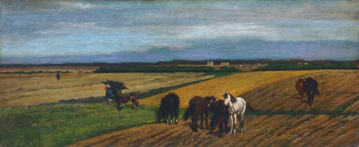 91 Horses on pasture label QS:Len,"Horses on pasture" 1865