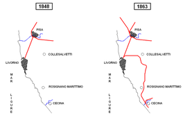 Sviluppo della rete ferroviaria in Maremma 1848-1863