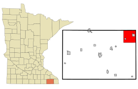 Fillmore County Minnesota Incorporated and Unincorporated areas Rushford Village Highlighted.svg