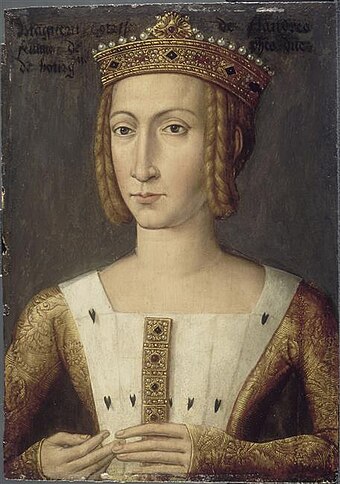 Portrait de Marguerite III de Flandre, école flamande, XVIe siècle, musée de l'hospice Comtesse, Lille.