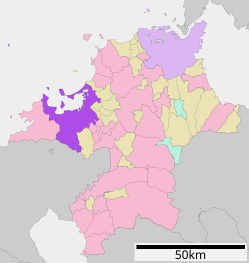 Fukuokas beliggenhed i Fukuoka-præfekturet