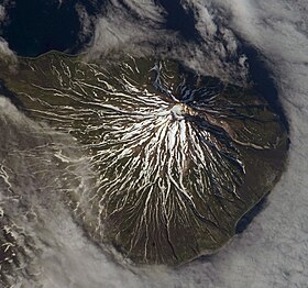 Volcán Fussa.  Imagen de la ISS