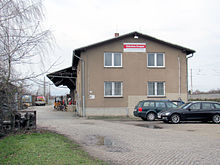 Der Güterhof Kötzschenbroda am Ende der parallel zu den Gleisen verlaufenden Güterhofstraße