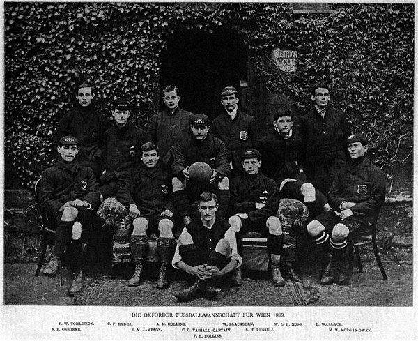 Oxford University AFC before travelling to Austria 1899 . Morgan Maddox Morgan-Owen, seated, bottom right