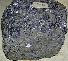 Galena in dolostone (Bonneterre Dolomite, Upper Cambrian; Flat Rock, Old Lead Belt, Missouri, USA) 2 (40704497164).jpg