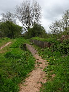 Remains of the aqueduct over the River Tone. The cast iron trough on the right carried the canal and the tow path was to the left