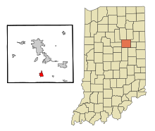 Grant County Indiana Incorporated and Unincorporated areas Fairmount Highlighted.svg