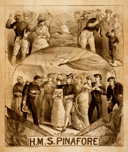 An American lithographic poster, dating from 1879, for Gilbert and Sullivan's H.M.S. Pinafore.