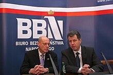 Kushner at National Security Bureau, Poland Harvey Kushner and Wladyslaw Stasiak at the National Security Bureau.jpg