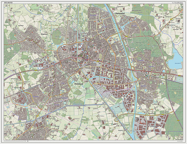 Dutch Topographic map of Helmond (city), March 2014