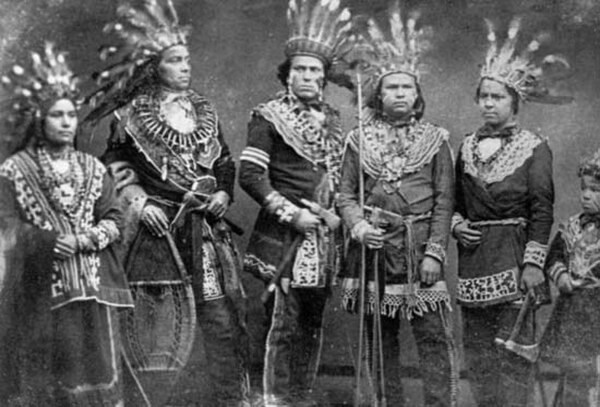 Five Ojibwe chiefs in the 19th century. It was anthropological studies of Ojibwe religion that resulted in the development of the "new animism".