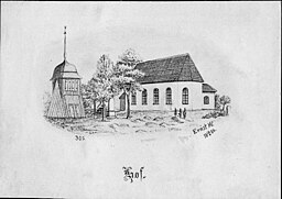 Kyrkan på teckning från 1888.