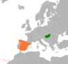نقشهٔ موقعیت اسپانیا و مجارستان.