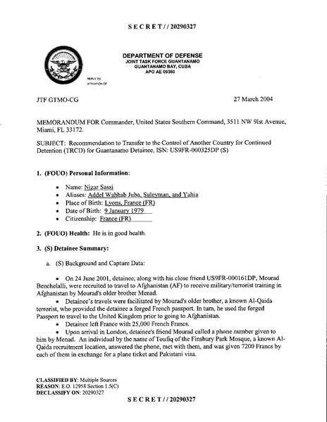 File:ISN 00325, Nizar Sassi's Guantanamo detainee assessment.pdf