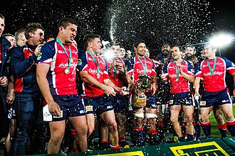 Tasman gaining promotion in 2013. ITM Cup Final Tasman Makos vs Hawkes Bay Magpies 2013.jpg