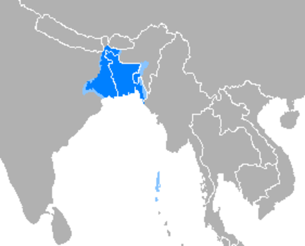 Bengali language distribution in South Asia