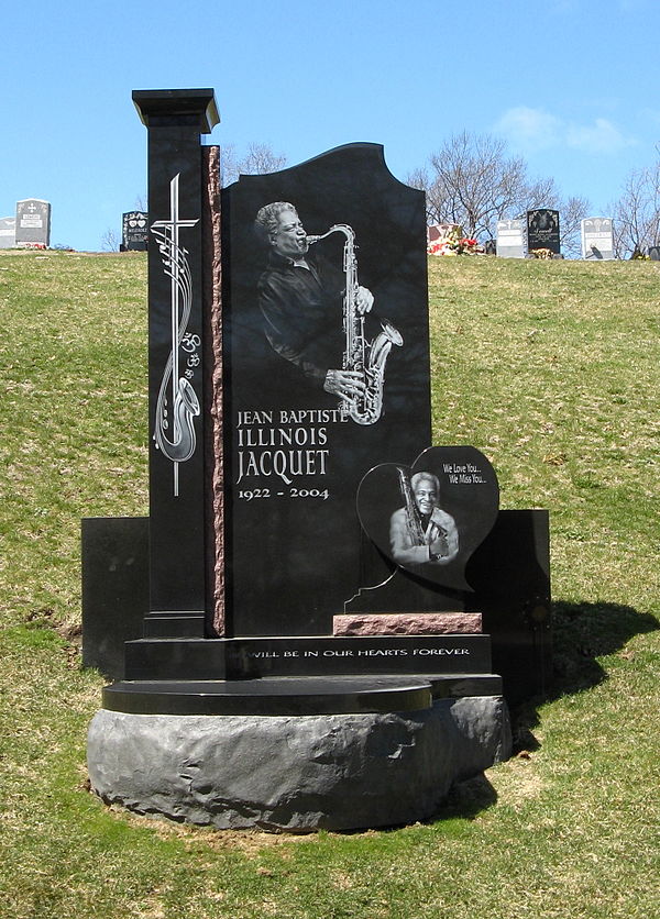 Illinois Jacquet's gravesite at Woodlawn Cemetery in The Bronx, New York.