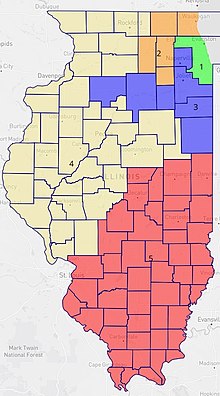 Illinois supreme court districts map since 2021 Illinois supreme court new map.jpg