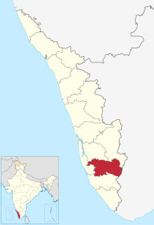 Lokasi Pathanamthitta di Kerala